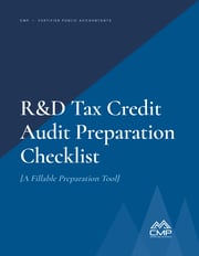 Cover of the CMP R&D Tax Credit Audit Preparation Checklist