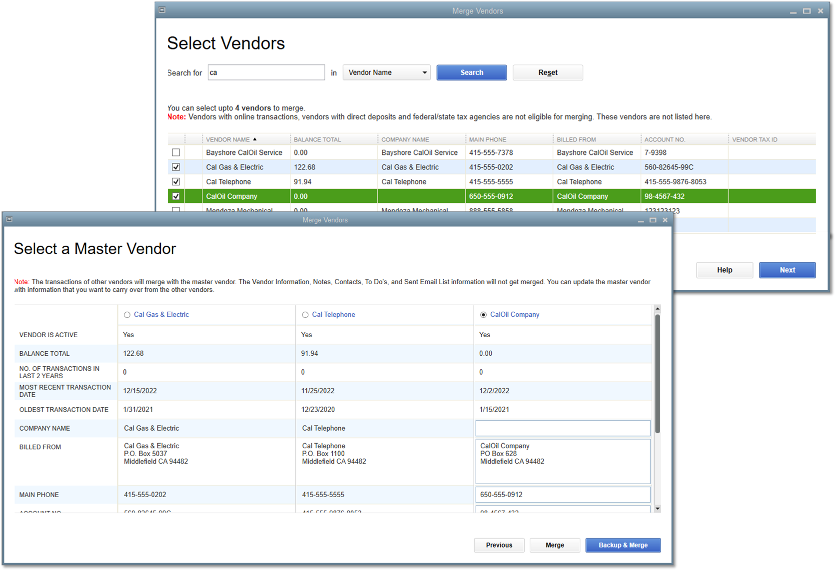 quickbooks merge accounts