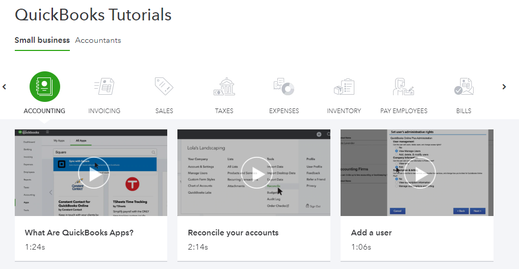 quickbooks tutorials
